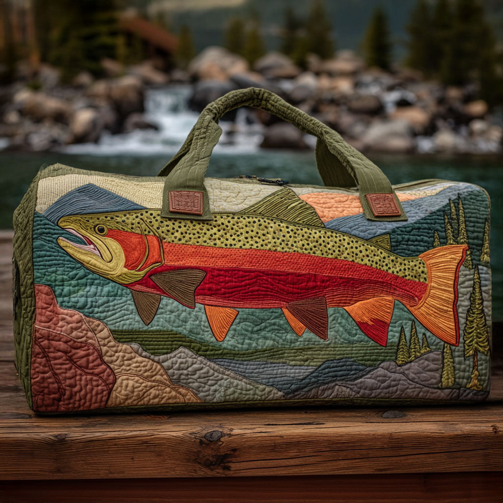 Borsa da viaggio trapuntata con motivo pesca
