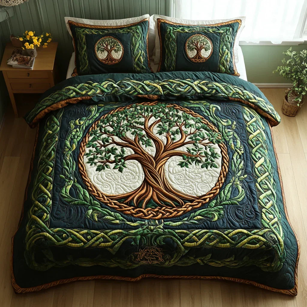 Coperta trapuntata per letto 3 pezzi - Albero della vita