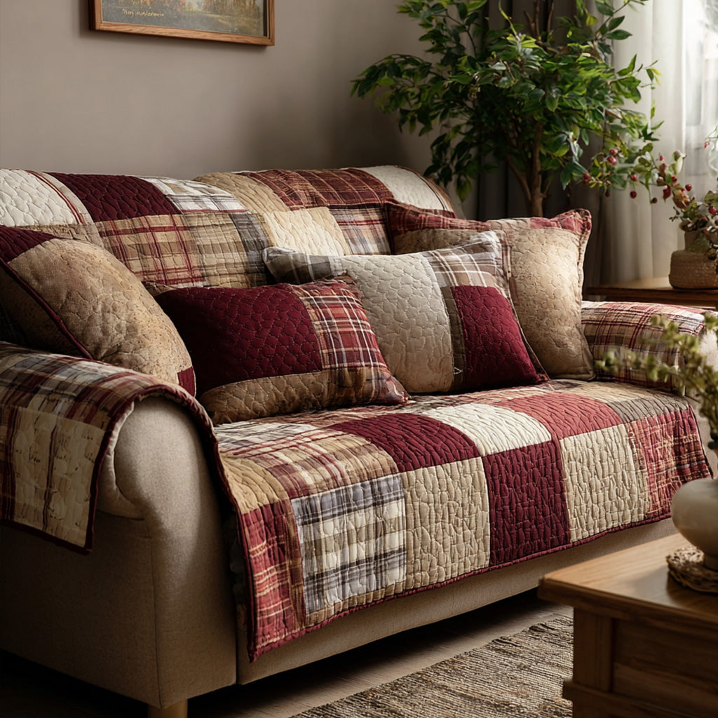 Copridivano trapuntato patchwork rustico