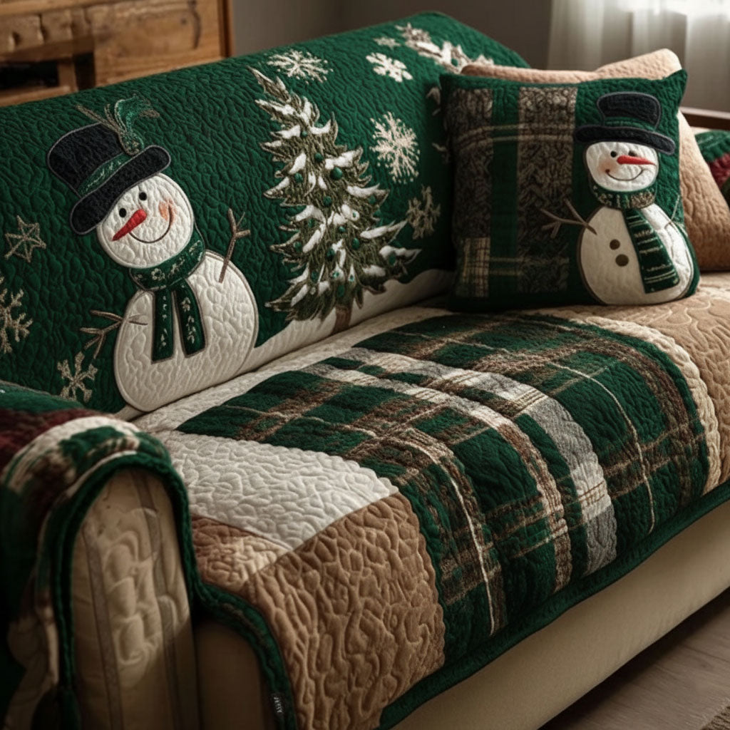 Copridivano trapuntato con notti festive e sempreverdi