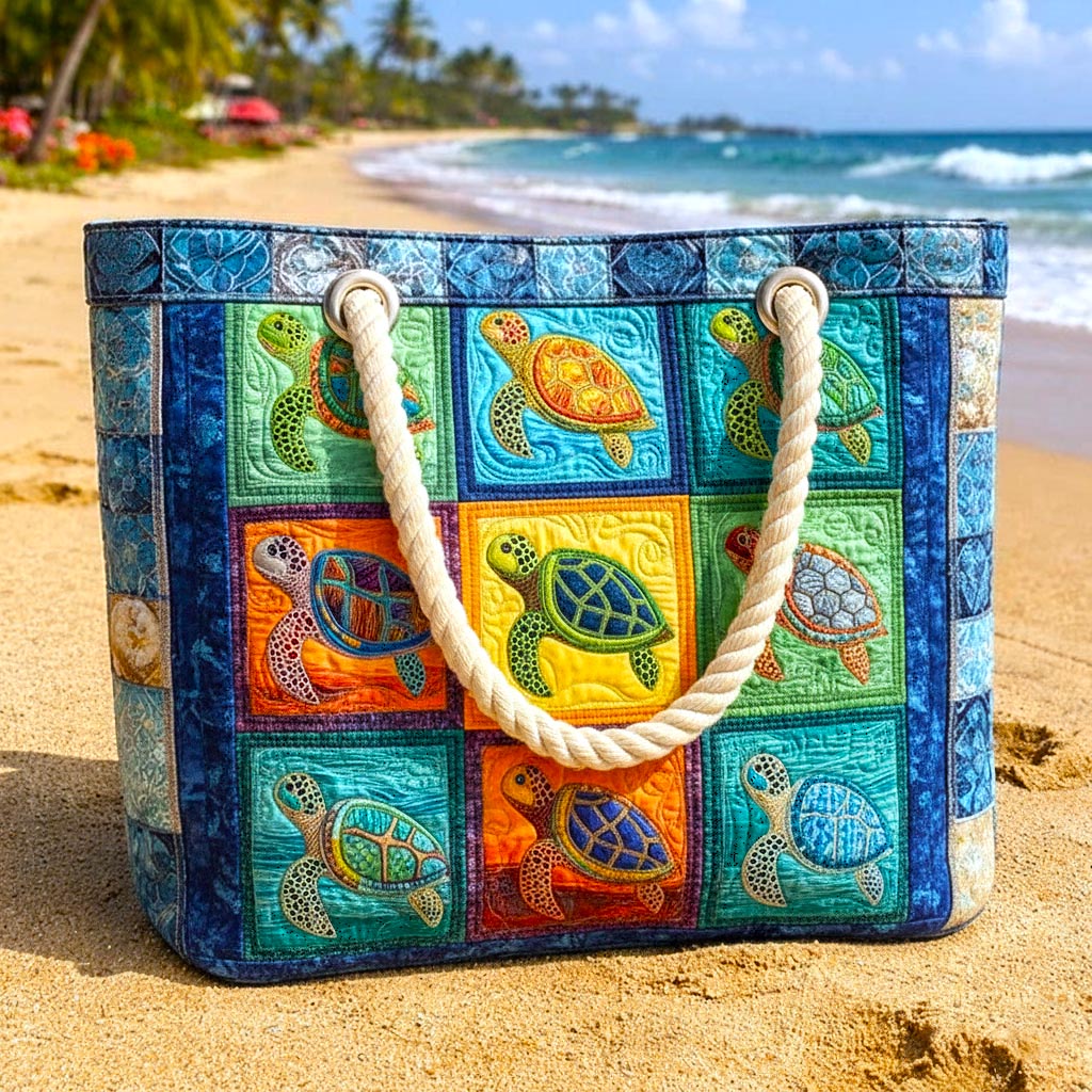 Borsa da Spiaggia Trapuntata Tartaruga Tranquilla – L e XL