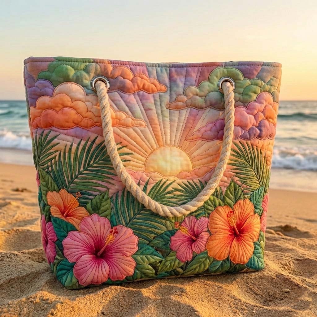 Borsa Mare Patchwork Alba Tropicale – Capiente e Leggera