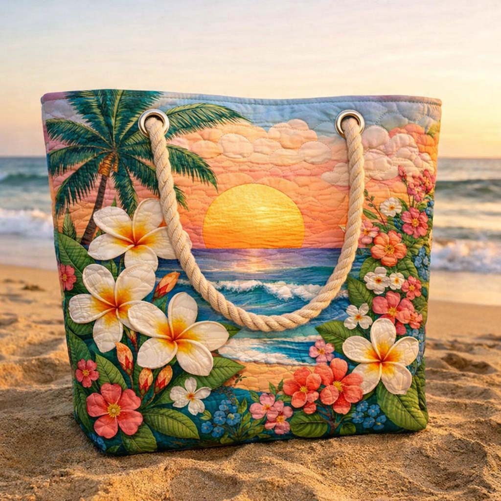 Borsa da Spiaggia Trapuntata Brezza Tropicale – L e XL
