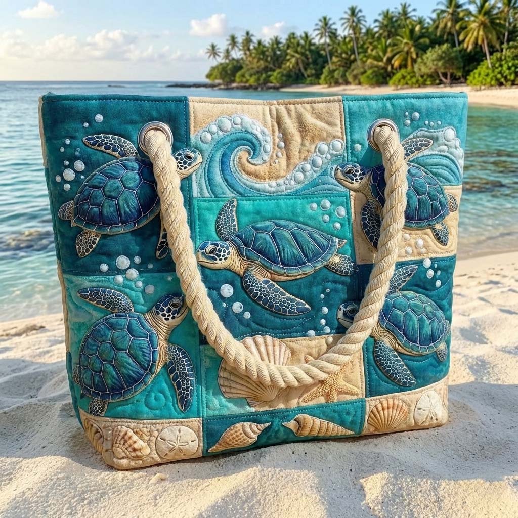Borsa Mare Patchwork Baia delle Tartarughe – Capiente e Leggera
