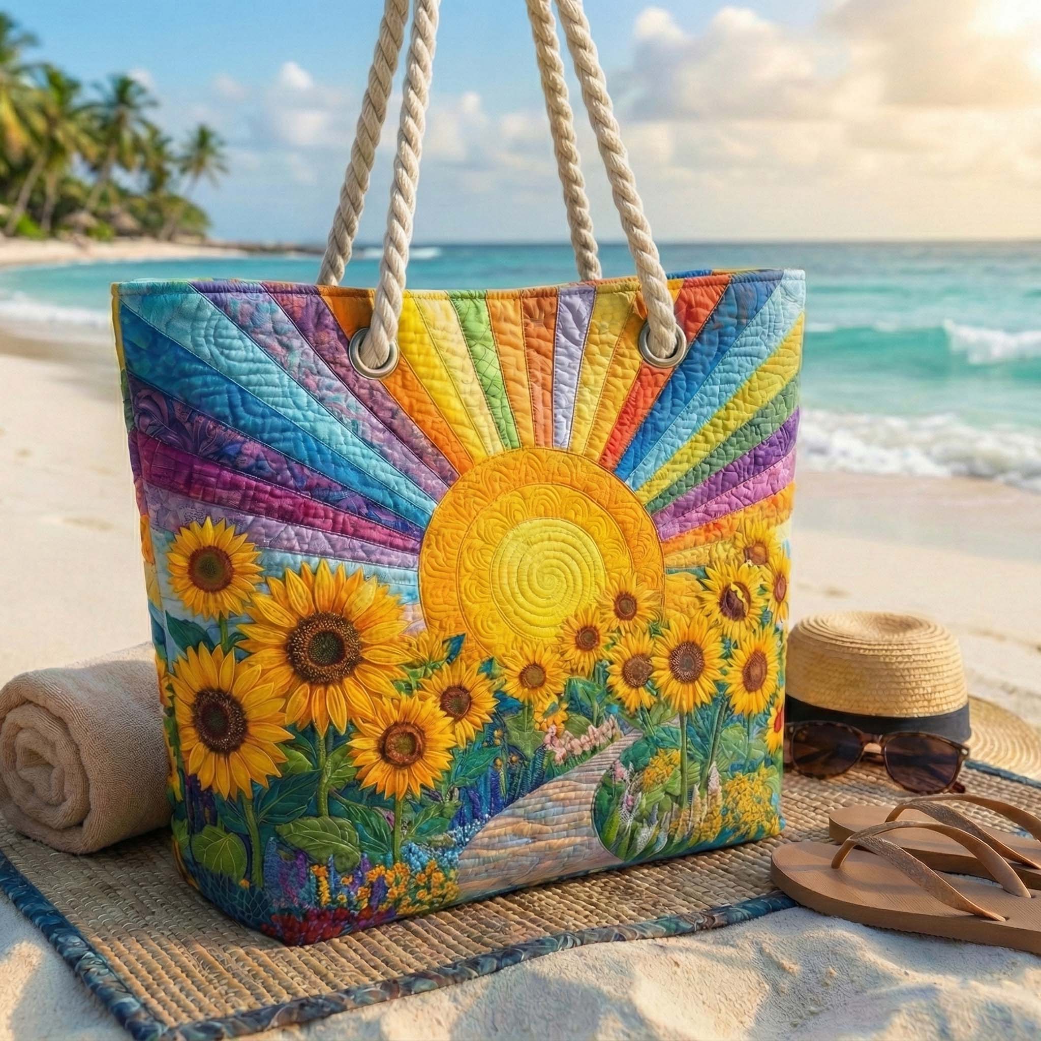 Borsa Mare Patchwork Sole Arcobaleno – Capiente e Leggera