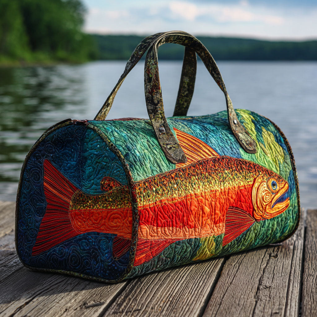 Borsa da viaggio trapuntata con motivo pesca