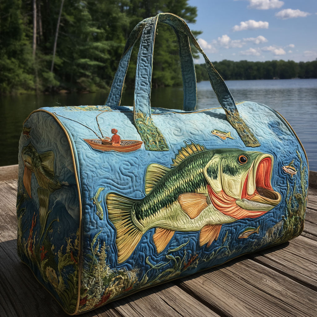 Borsa da viaggio trapuntata con motivo pesca
