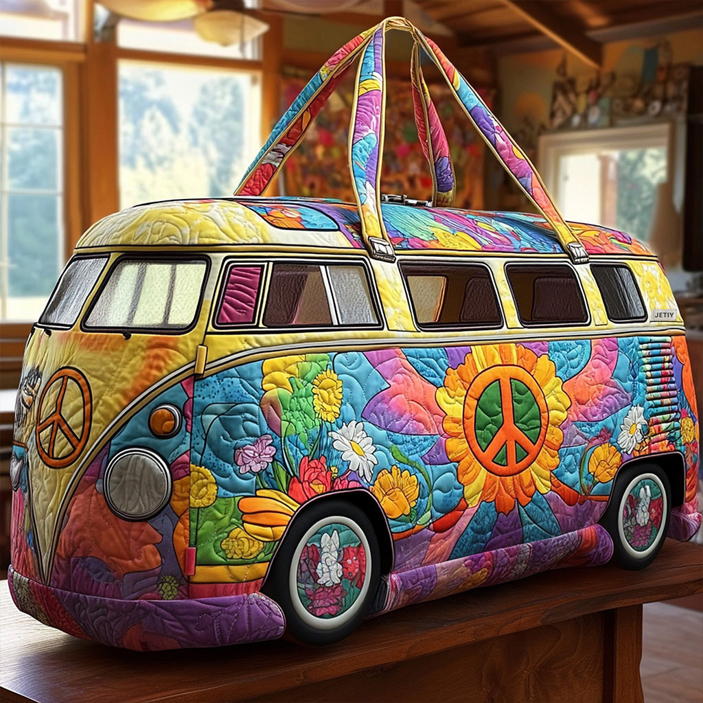 Borsa da viaggio trapuntata con furgoncino hippie