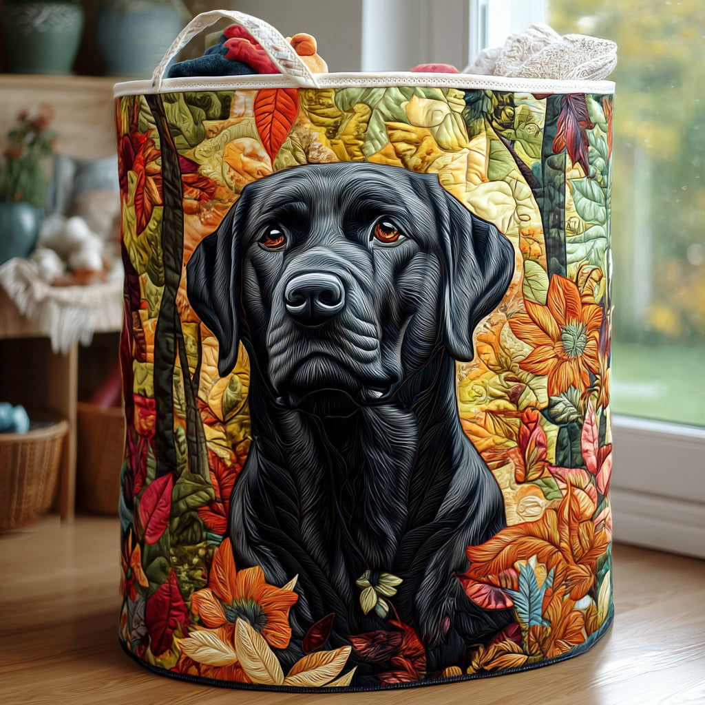 Cesto portabiancheria trapuntato con Labrador