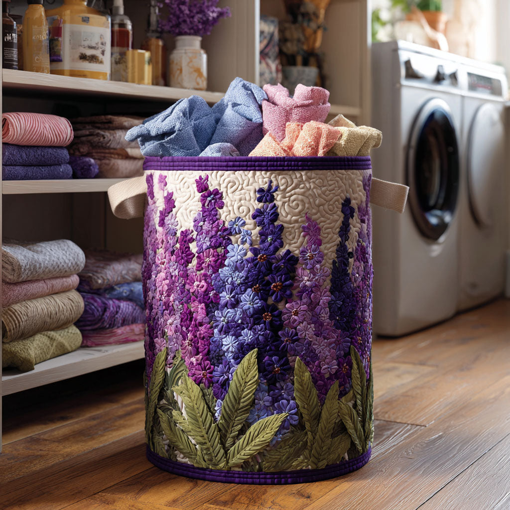 Cesto portabiancheria trapuntato con lavanda