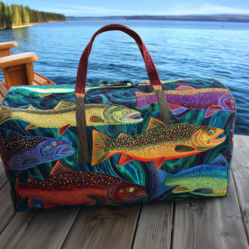 Borsa da viaggio trapuntata con motivo pesca