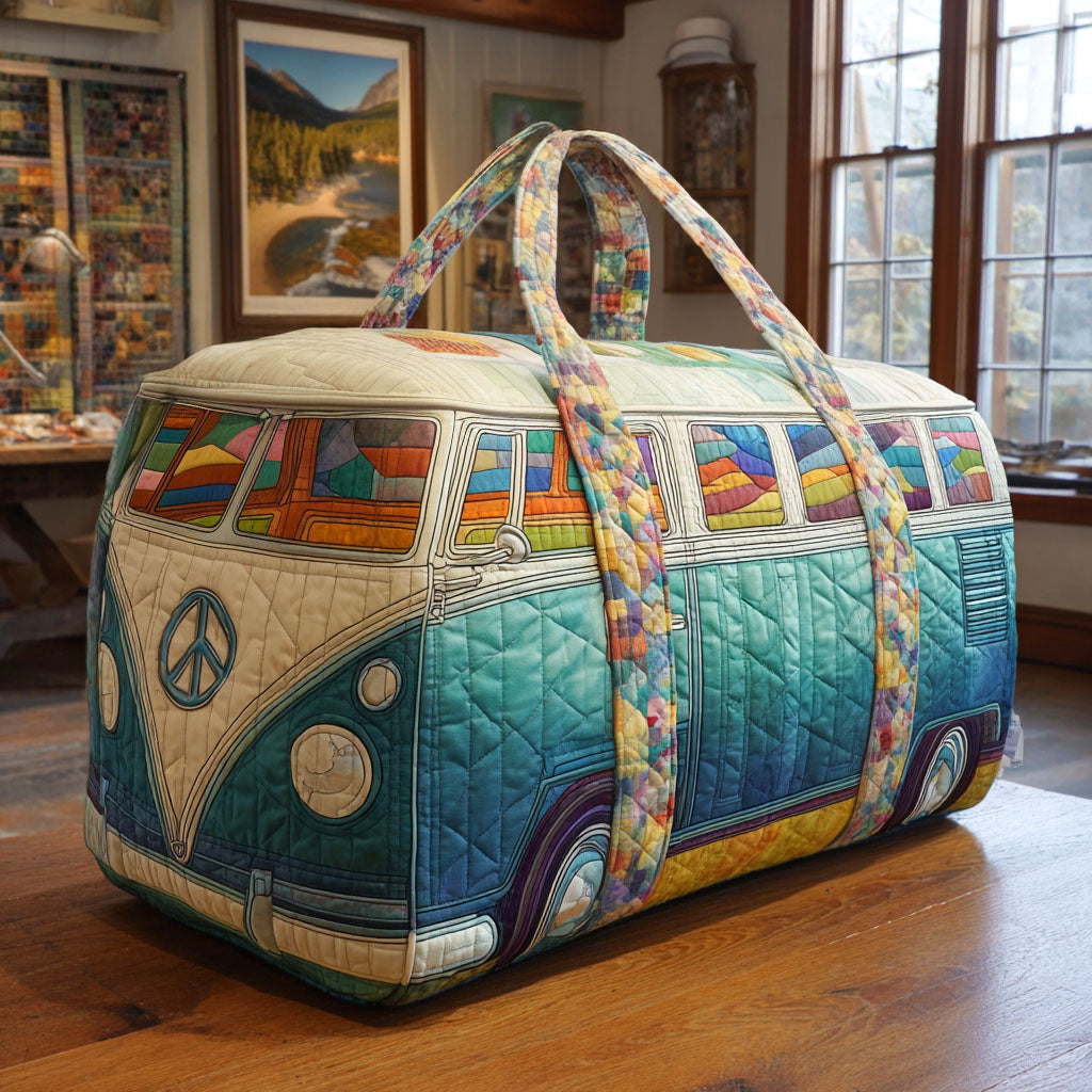 Borsa da viaggio trapuntata con furgoncino hippie