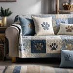 Copridivano trapuntato con impronte di zampa