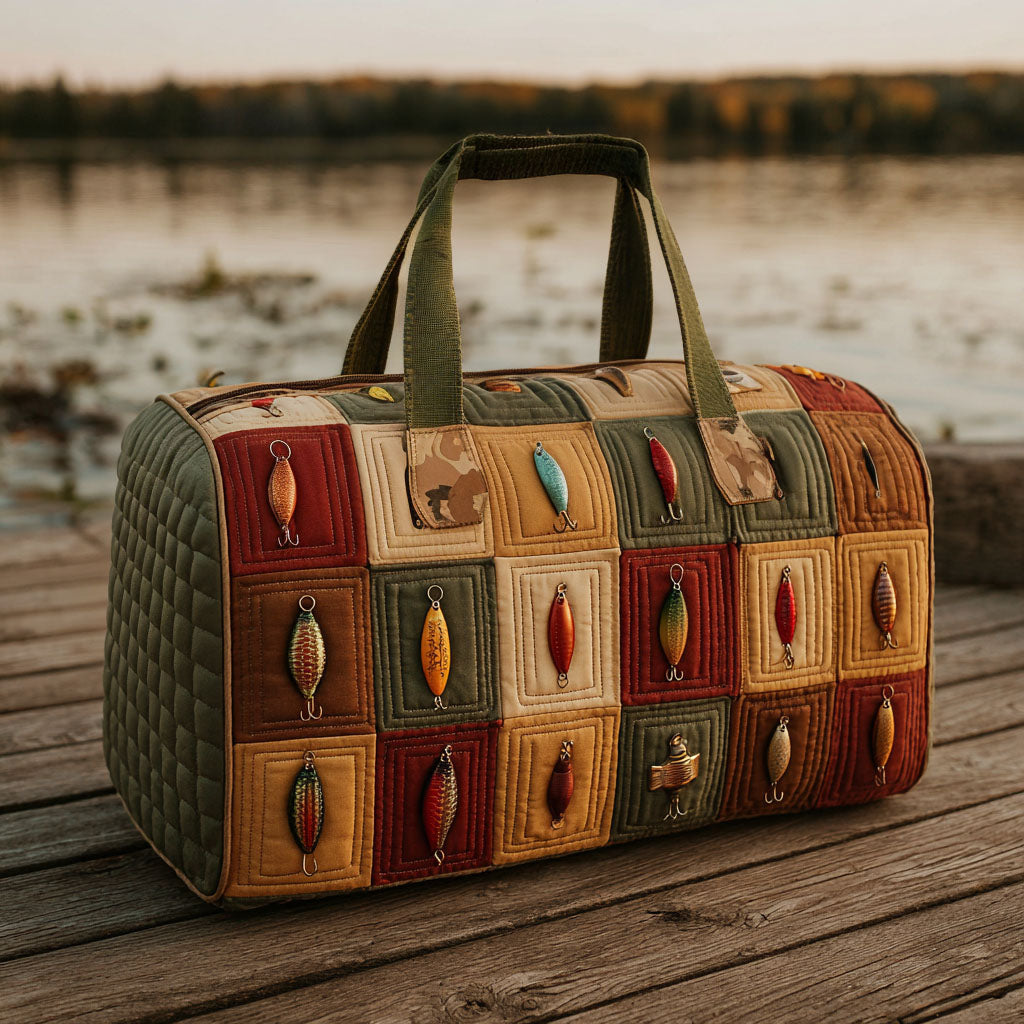 Borsa da viaggio trapuntata con motivo pesca