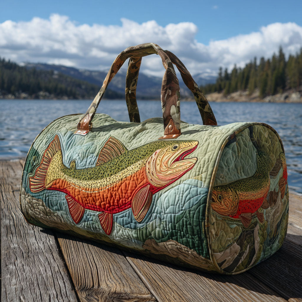 Borsa da viaggio trapuntata con motivo pesca