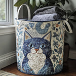 Cesto portabiancheria trapuntato con impronte decorative