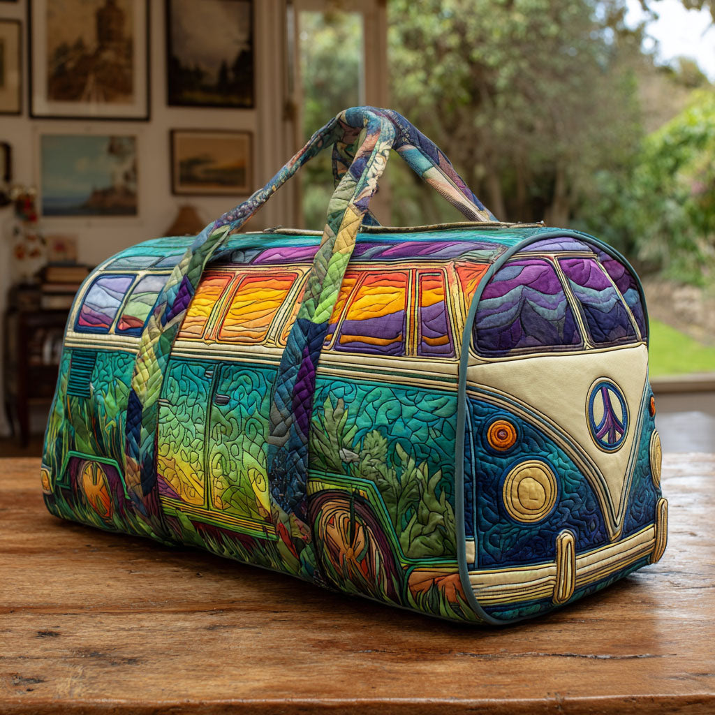 Borsa da viaggio trapuntata con furgoncino hippie
